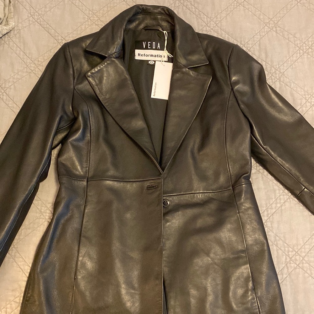 Reformation Veda Bowery Leather Blazer